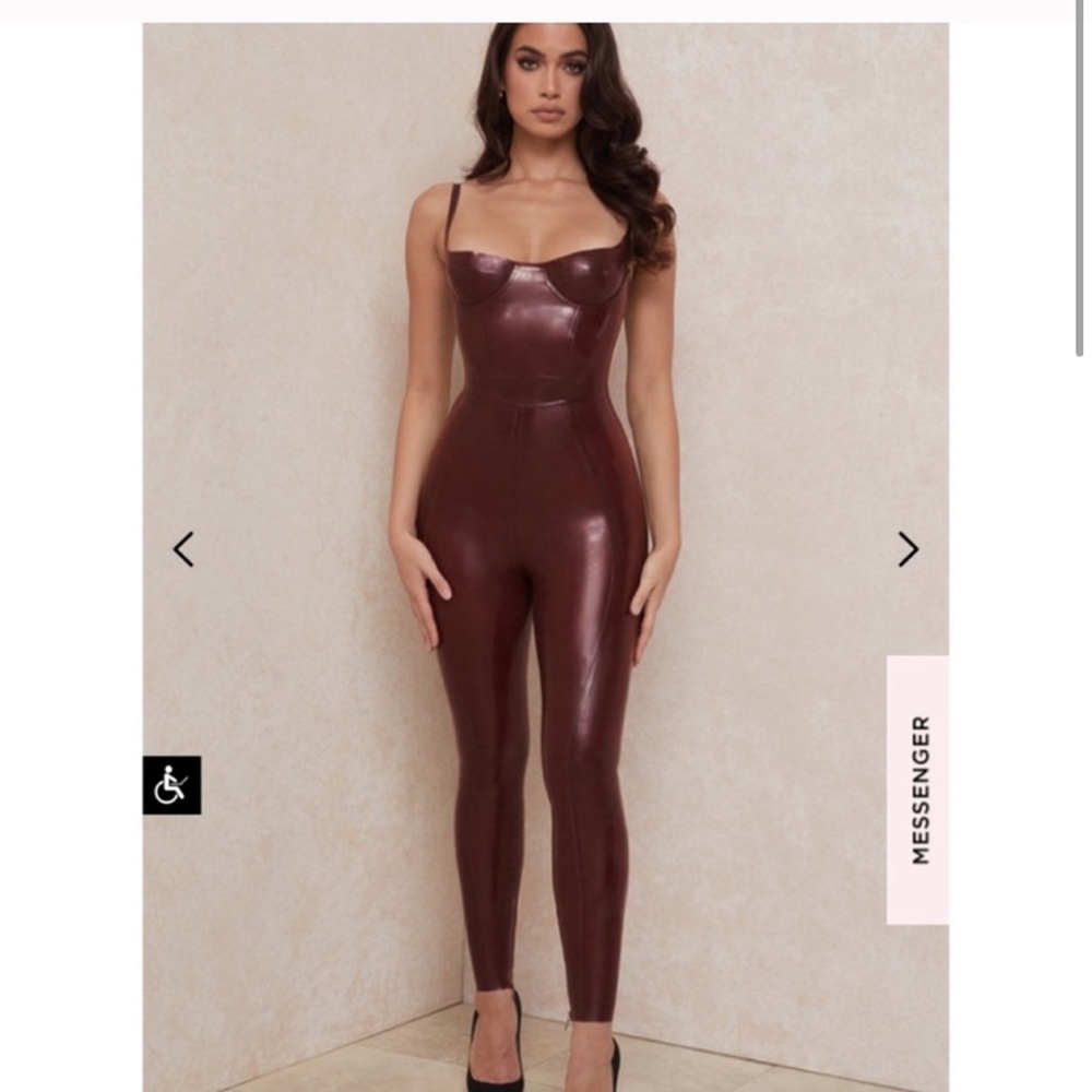 House of CB latex leggings in raisin XS.